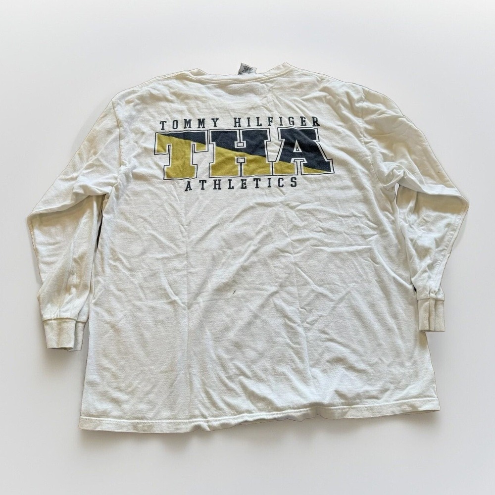 Tommy‎ Hilfiger Shirt Men's L White Long Sleeve 90s USA Vintage Y2K Athletics